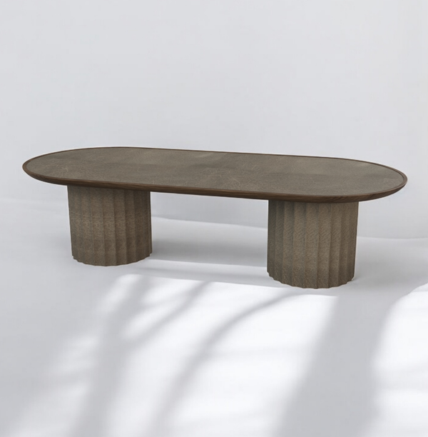 Pantheon Oval Cocktail Table - Leather Top
