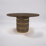 Serena round dining table - brass/leather