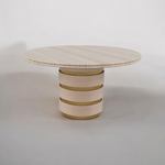 Serena round dining table - brass/leather