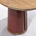 Serena Tapered Dining Table - brass/leather