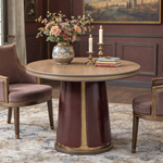 Serena Tapered Dining Table - brass/leather