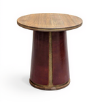 Serena Tapered Dining Table - brass/leather