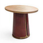 Serena Tapered Dining Table - brass/leather