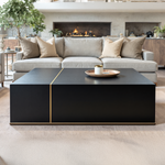 Waterfall 2 Large Square Cocktail Table - Leather wrapped