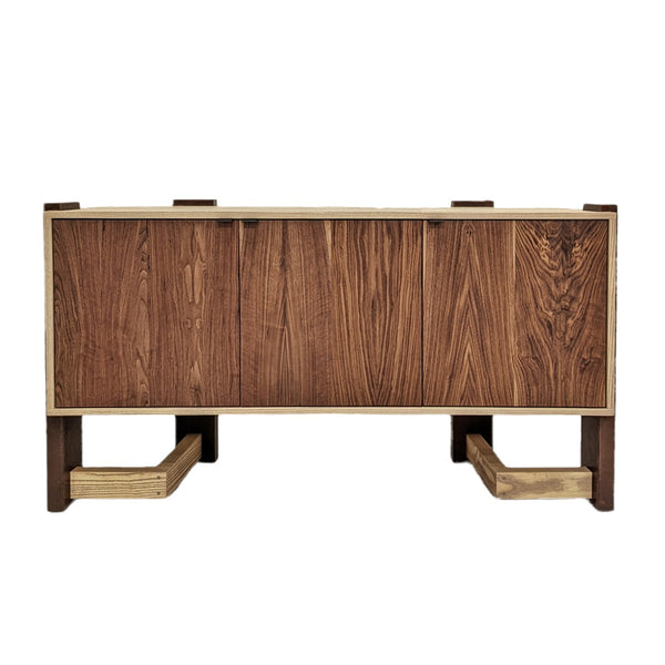 Origins 3 Door Credenza - Wood Legs